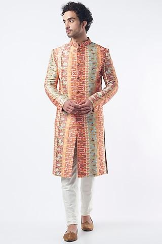 multi-coloured embroidered sherwani