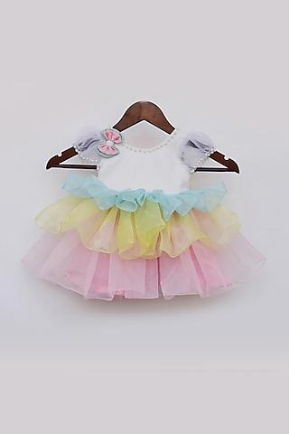 multi-coloured organza frock for girls