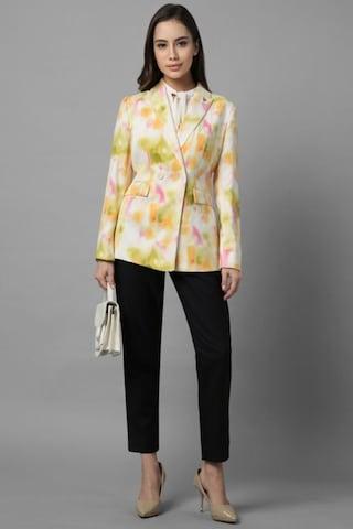multi-coloured print formal women regular fit blazer