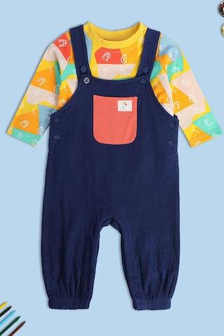 multi-coloured print full length casual boys straight fit dungaree