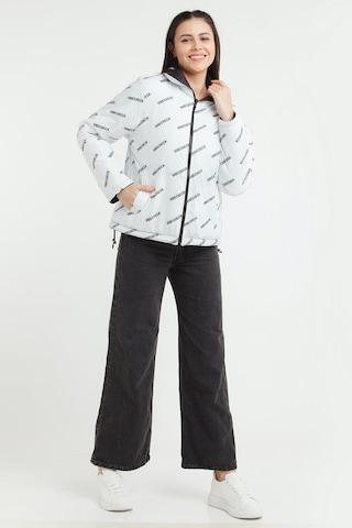 multi-coloured printed casual full sleeves regular collar women regular fit jacket
