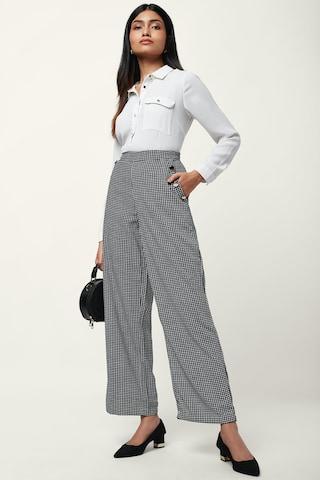 multi-coloured printed full length formal women regular fit trouser