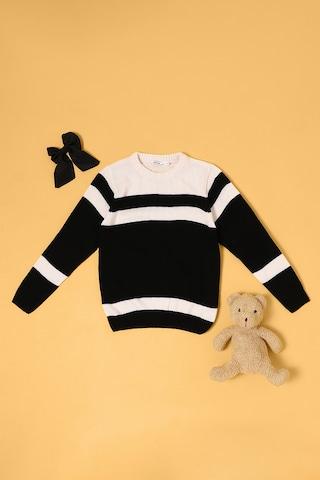 multi-coloured stripe casual full sleeves round neck boys regular fit sweater