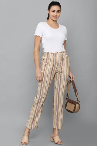 multi-coloured stripe full length casual women regular fit trouser