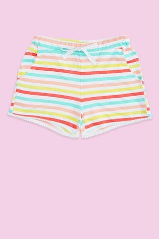 multi-coloured stripe thigh-length casual girls regular fit shorts