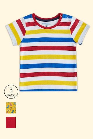 multi-coloured assorted casual half sleeves round neck baby regular fit t-shirt