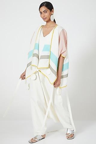 multi coloured cape with colour blocking