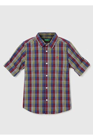 multi-coloured check casual full sleeves regular collar boys regular fit shirt