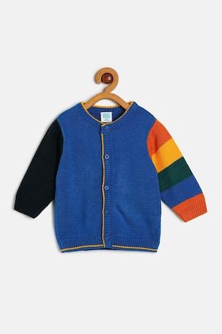 multi-coloured color block tbc round neck boys regular fit sweater