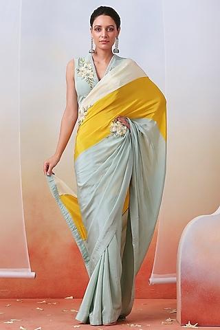 multi-coloured embellished saree set