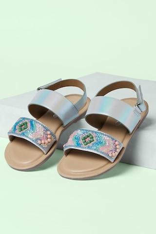 multi-coloured embroidered casual girls sandals