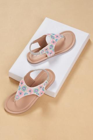 multi-coloured embroidered casual girls sandals