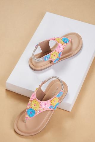 multi-coloured embroidered casual girls sandals