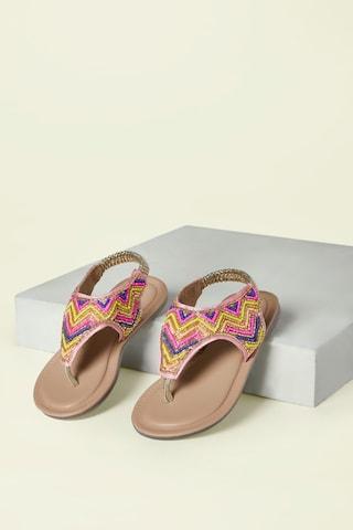 multi-coloured embroidered party girls sandals