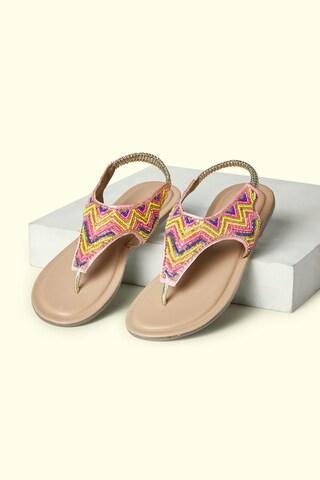 multi-coloured embroidered party girls sandals