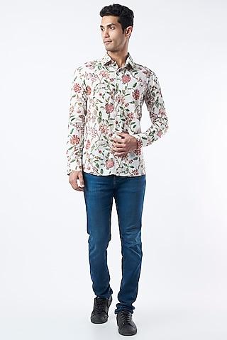 multi-coloured floral printed shirt