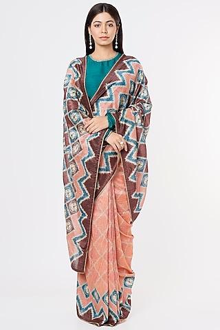 multi-coloured gadwal silk printed saree