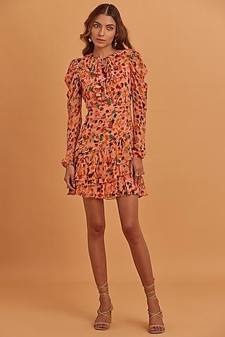 multi-coloured georgette mini dress