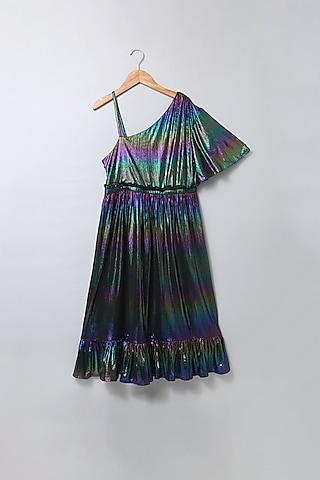 multi-coloured lurex crepe dress for girls