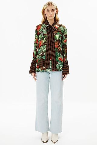 multi-coloured modal satin blouse