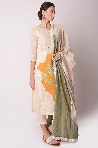 multi-coloured organic cotton kurta set