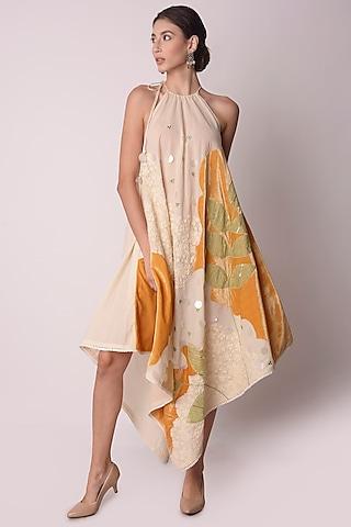 multi-coloured organic cotton midi dress