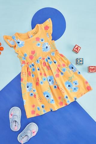 multi-coloured print casual half sleeves round neck baby regular fit  dress