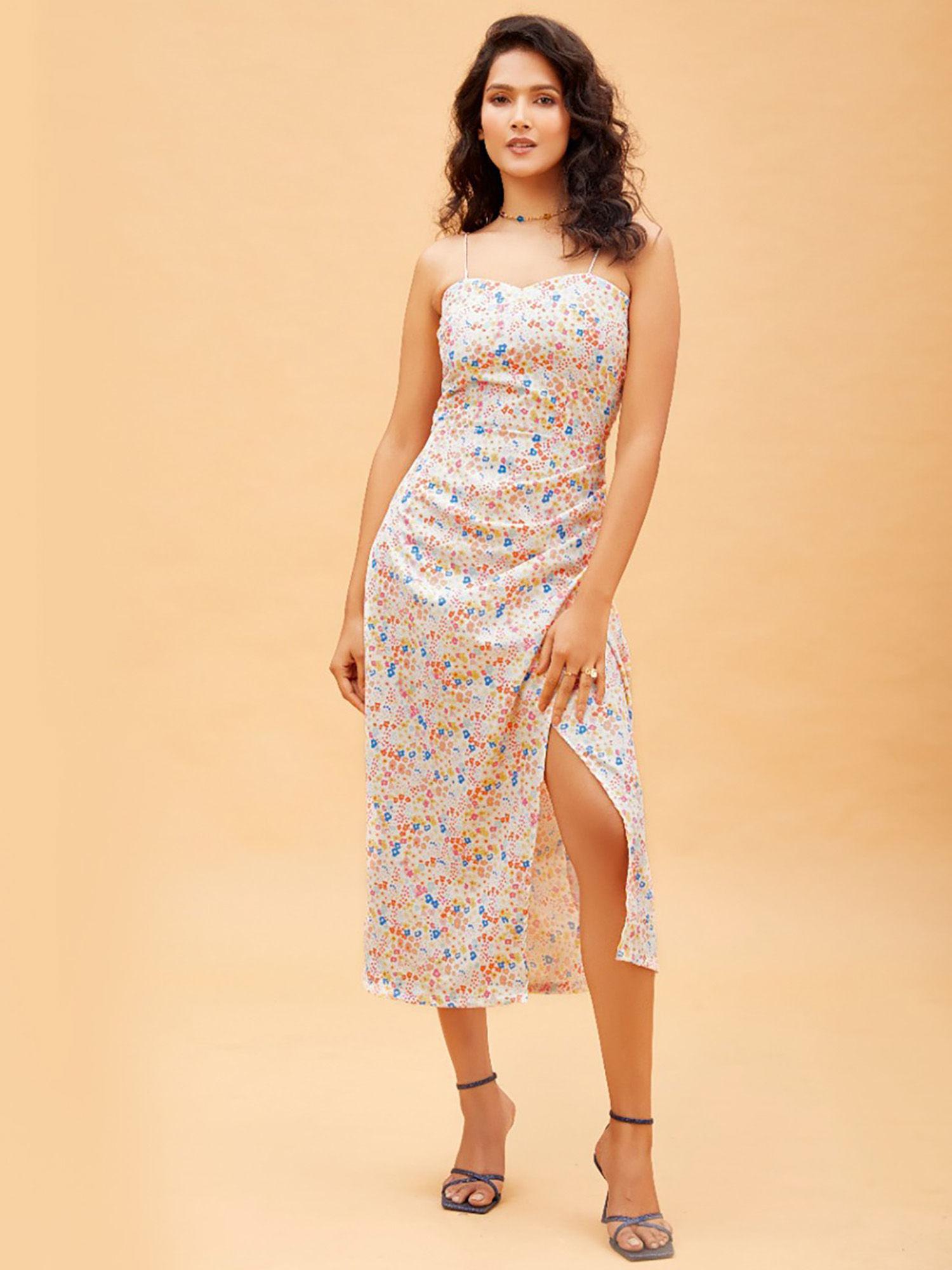 multi-coloured print opal midi dress