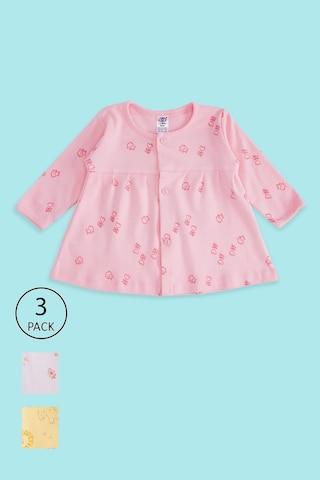 multi-coloured print round neck casual full sleeves baby regular fit dress