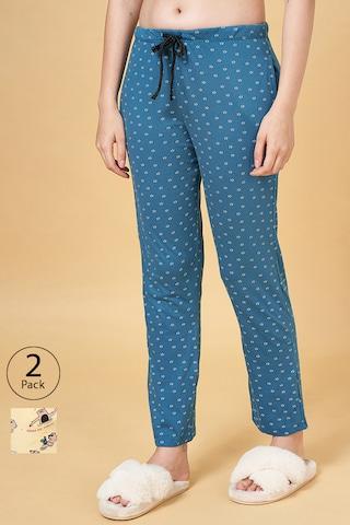 multi-coloured printed ankle-length casual women comfort fit pyjama