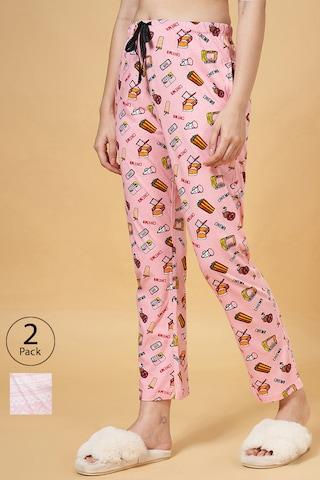 multi-coloured printed ankle-length casual women comfort fit pyjama
