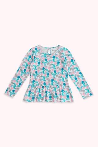 multi-coloured printed casual full sleeves round neck girls regular fit blouse
