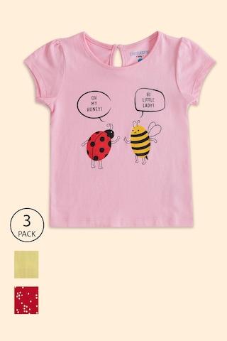 multi-coloured printed casual half sleeves round neck baby regular fit t-shirt