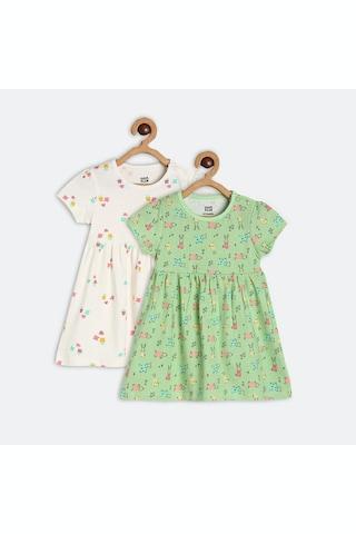 multi-coloured printed casual short sleeves round neck girls regular fit frock