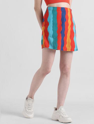 multi-coloured printed co-ord set skorts