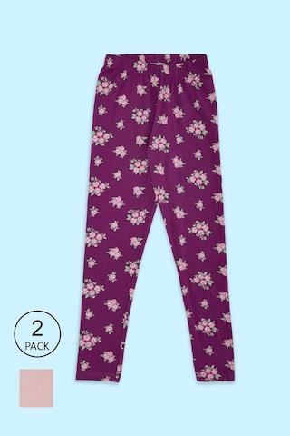 multi-coloured printed full length mid rise casual girls regular fit pack of 2 leggings
