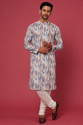 multi-coloured printed kurta set