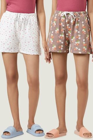 multi-coloured printed thigh-length sleepwear women comfort fit shorts