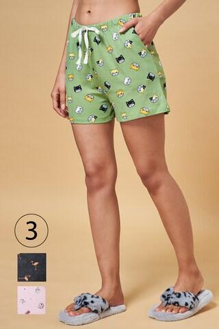 multi-coloured printed thigh-length sleepwear women comfort fit shorts