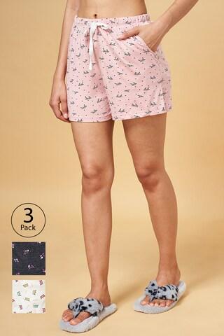 multi-coloured printed thigh-length sleepwear women comfort fit shorts