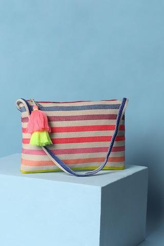 multi-coloured self design casual pu women bags
