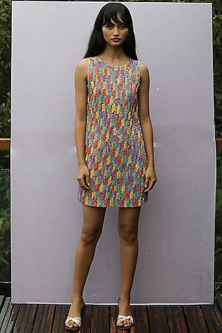 multi-coloured sequins embroidered dress