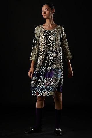multi-coloured silk printed dress