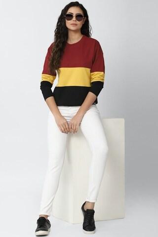 multi-coloured solid casual full sleeves crew neck women regular fit sweatshirt