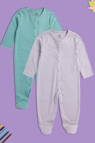 multi-coloured solid casual girls regular fit sleepsuit