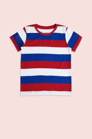 multi-coloured stripe casual half sleeves crew neck boys regular fit t-shirt