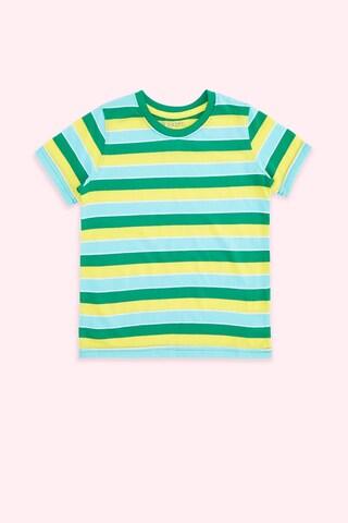 multi-coloured stripe casual half sleeves round neck boys regular fit t-shirt