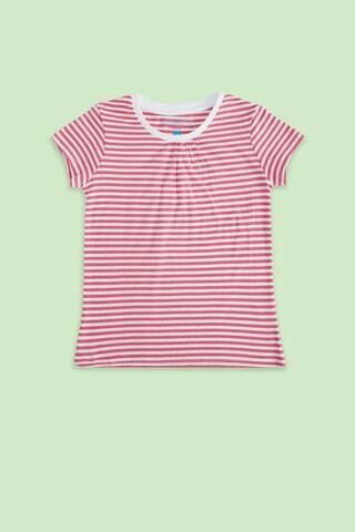 multi-coloured stripe casual half sleeves round neck girls regular fit t-shirt