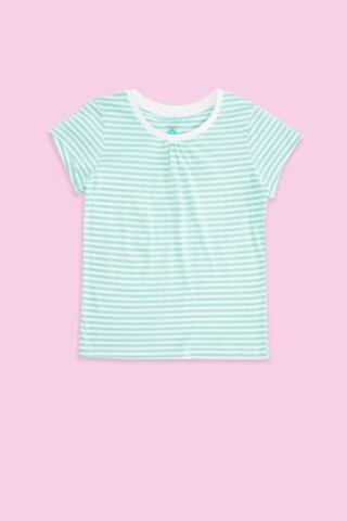 multi-coloured stripe casual short sleeves round neck girls regular fit t-shirt