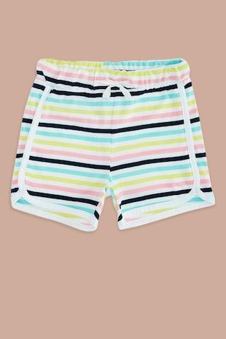 multi-coloured stripe knee length casual girls regular fit shorts